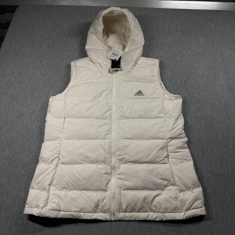 Adidas Helionic Vest Women XL White Hooded Down Quilted Puffer Jacket DW9277